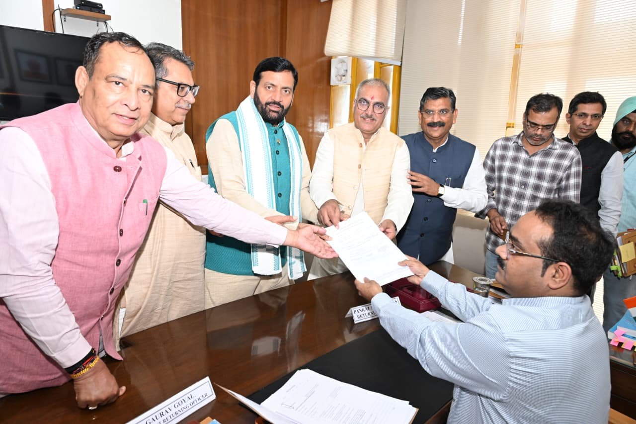 BJP candidate Sanjay Bhatia files his nomination for Haryana Rajya Sabha elections 