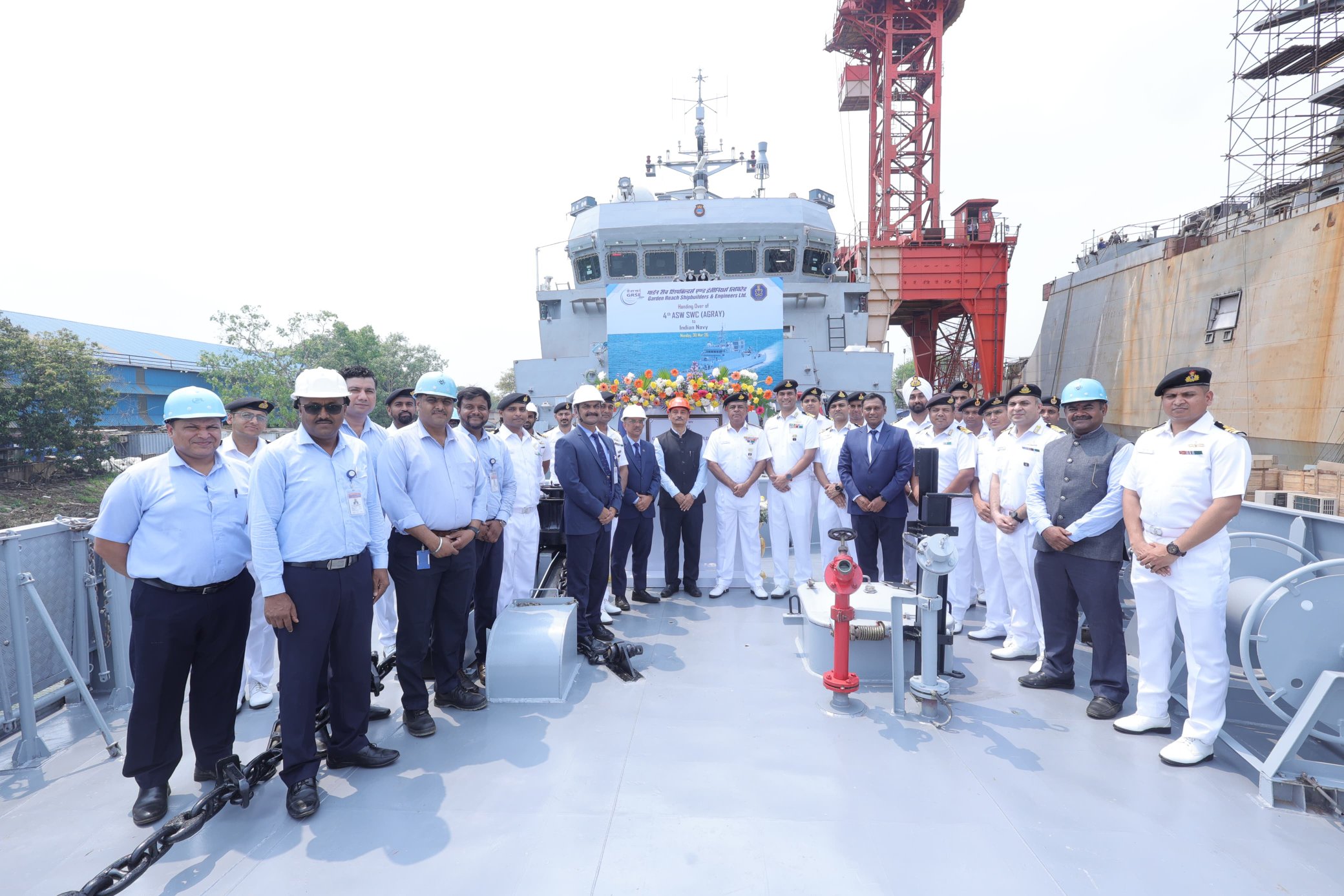 GRSE delivers 3 frontline Naval platforms to Indian Navy
