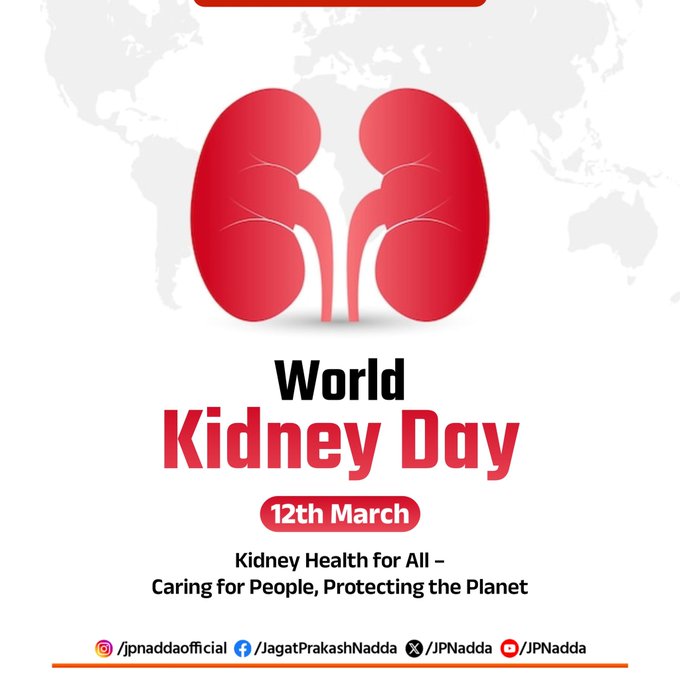 Health Minister JP Nadda Marks World Kidney Day, Highlights Importance of Early Detection