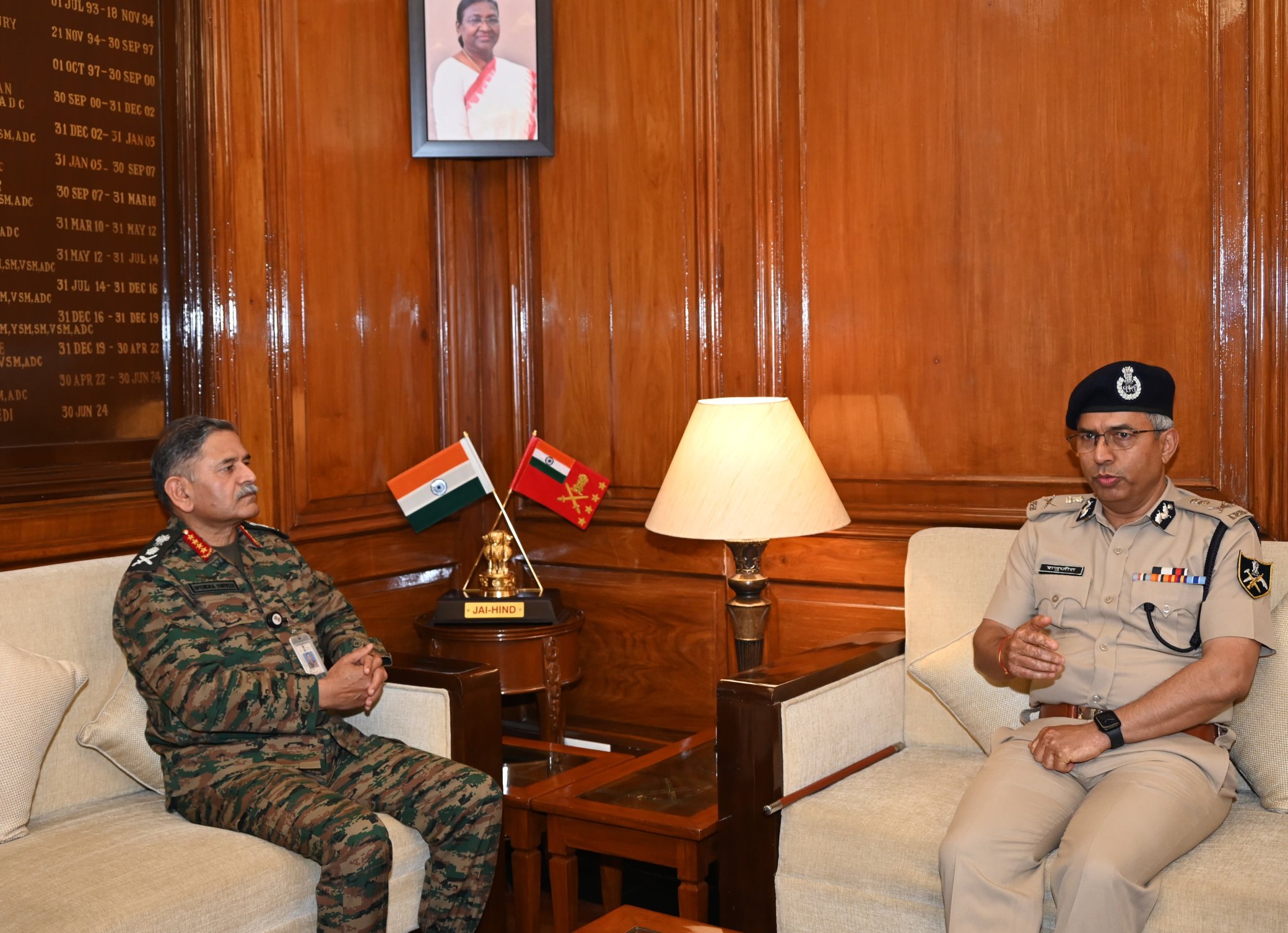Director General, Indo-Tibetan Border Police, Shatrujeet Kapur calls on Chief of Army Staff General Upendra Dwivedi