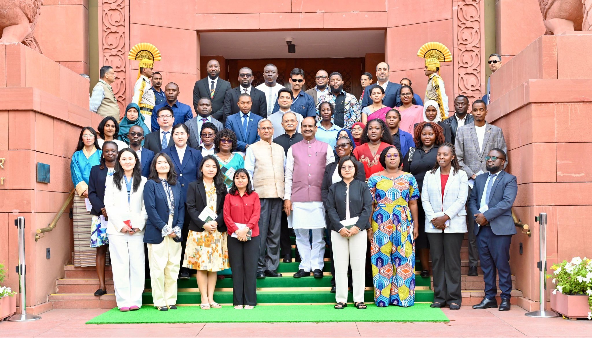 Lok Sabha Speaker Om Birla interacts with participants of 37th International Training Programme in Legislative Drafting at Parliament House