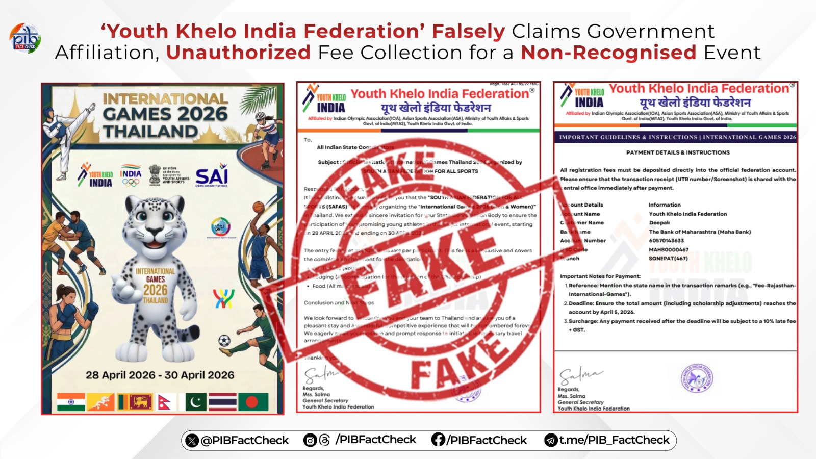 PIB Fact Check Unit Busts Fake ‘Youth Khelo India Federation’ Claiming Govt Affiliation