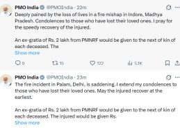 PM Modi Expresses Grief Over Fire Tragedies in Palam and Indore