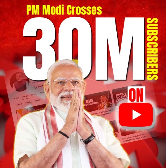 PM Modi Crosses 30 Million YouTube Subscribers, Tops Global Leaders on Platform