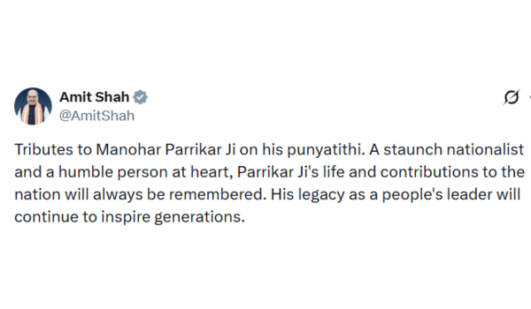 गृहमंत्री अमित शाह ने गोवा के पूर्व मुख्‍यमंत्री मनोहर पर्रिकर की पुण्‍यतिथि पर श्रद्धांजलि अर्पित की