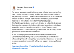 Manipur experiences heavy rain, hailstorms and strong winds