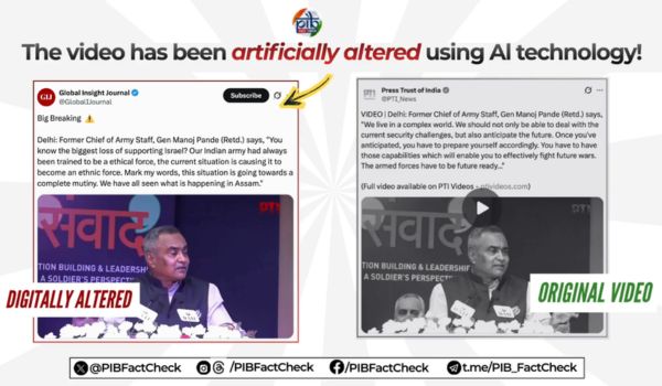 Government refutes deepfake video falsely attributing statements to former Army Chief General Manoj Pande