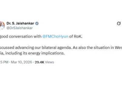 EAM Jaishankar exchanges views with South Korean counterpart on West Asia situation 