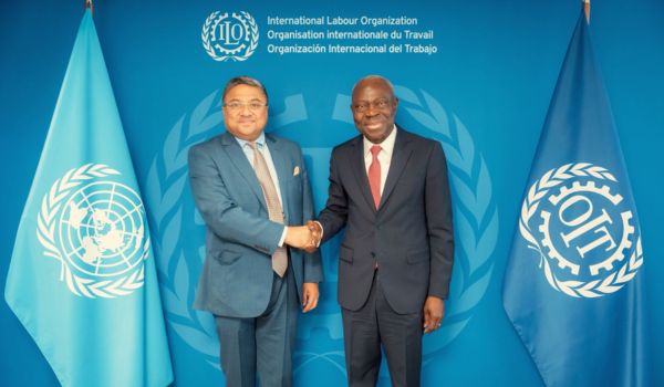 MEA Secretary Sibi George meets International Labour Organisation DG Gilbert F. Houngbo