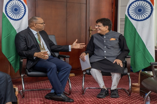 Union Minister Piyush Goyal Meets Barbados Minister Sinckler in Cameroon