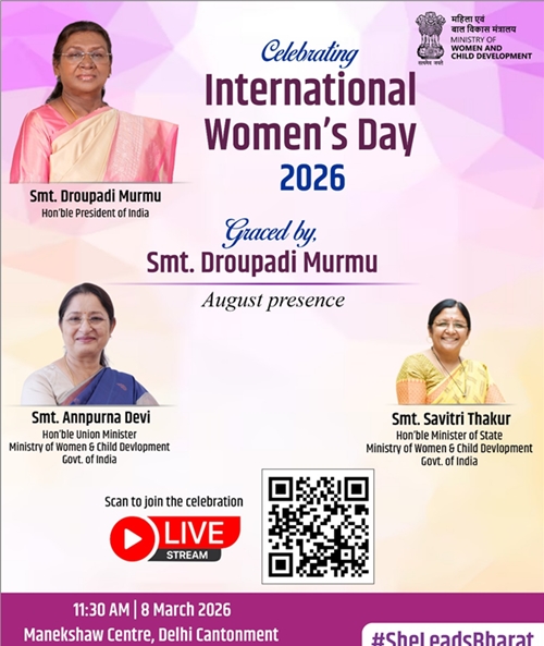 President Droupadi Murmu to Grace International Women’s Day Celebrations at Manekshaw Centre tomorrow
