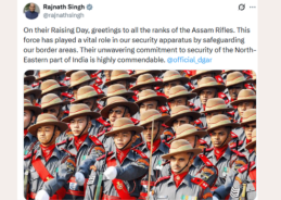 Defence Minister Rajnath Singh Greets Assam Rifles on Raising Day, Praises Role in Border Security