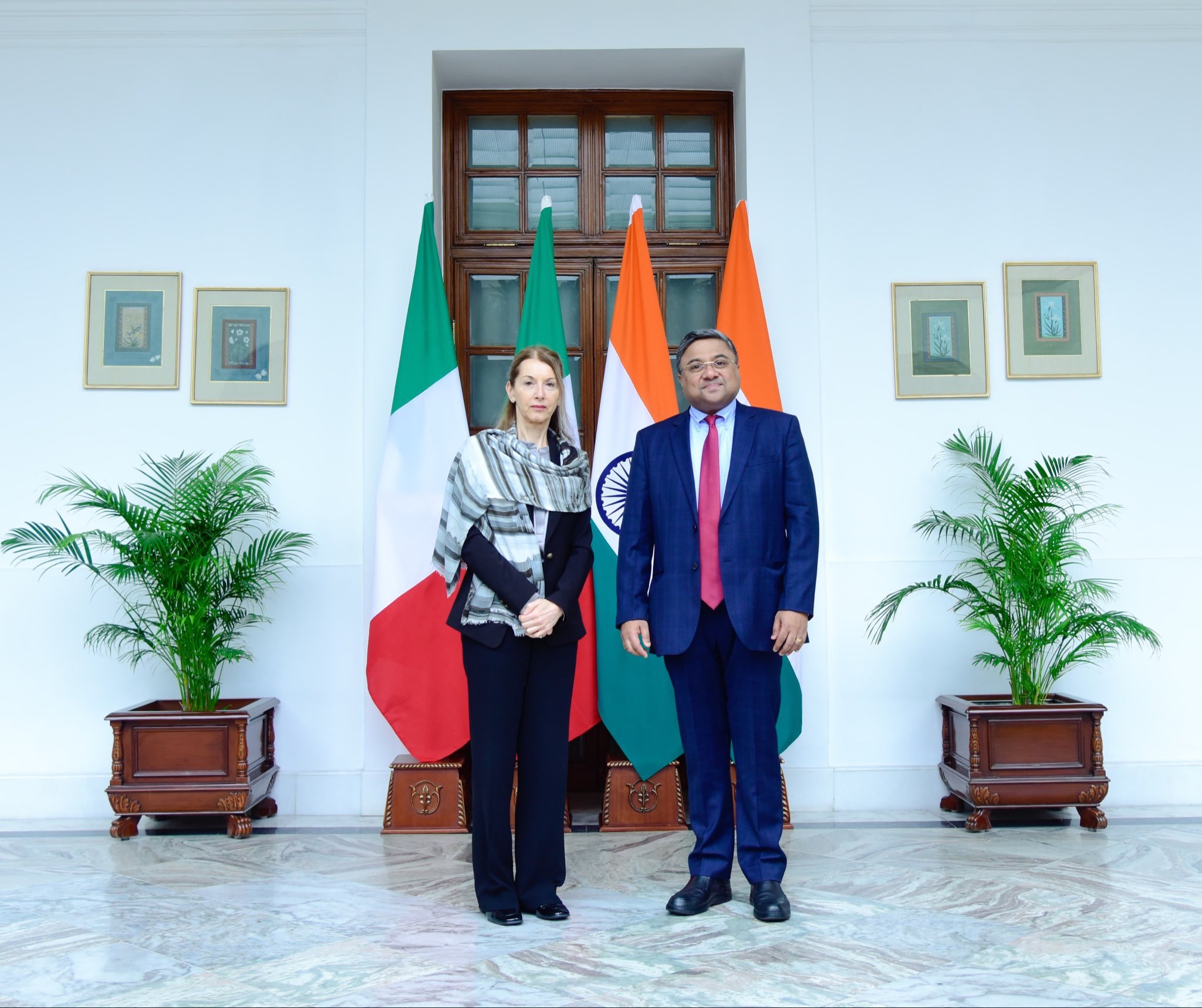 MEA Secretary (West), Sibi George & Italian Ambassador Nicoletta Bombardiere co-chair 9th Round of India-Italy FOC