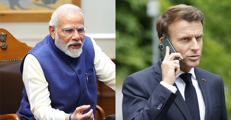फ्रांस के राष्ट्रपति मैक्रों की प्रधानमंत्री मोदी से फोन पर चर्चा