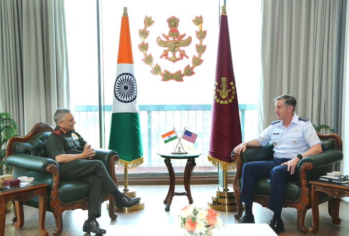 CDS Anil Chauhan Meets US Pacific Air Forces Commander General Kevin B. Schneider
