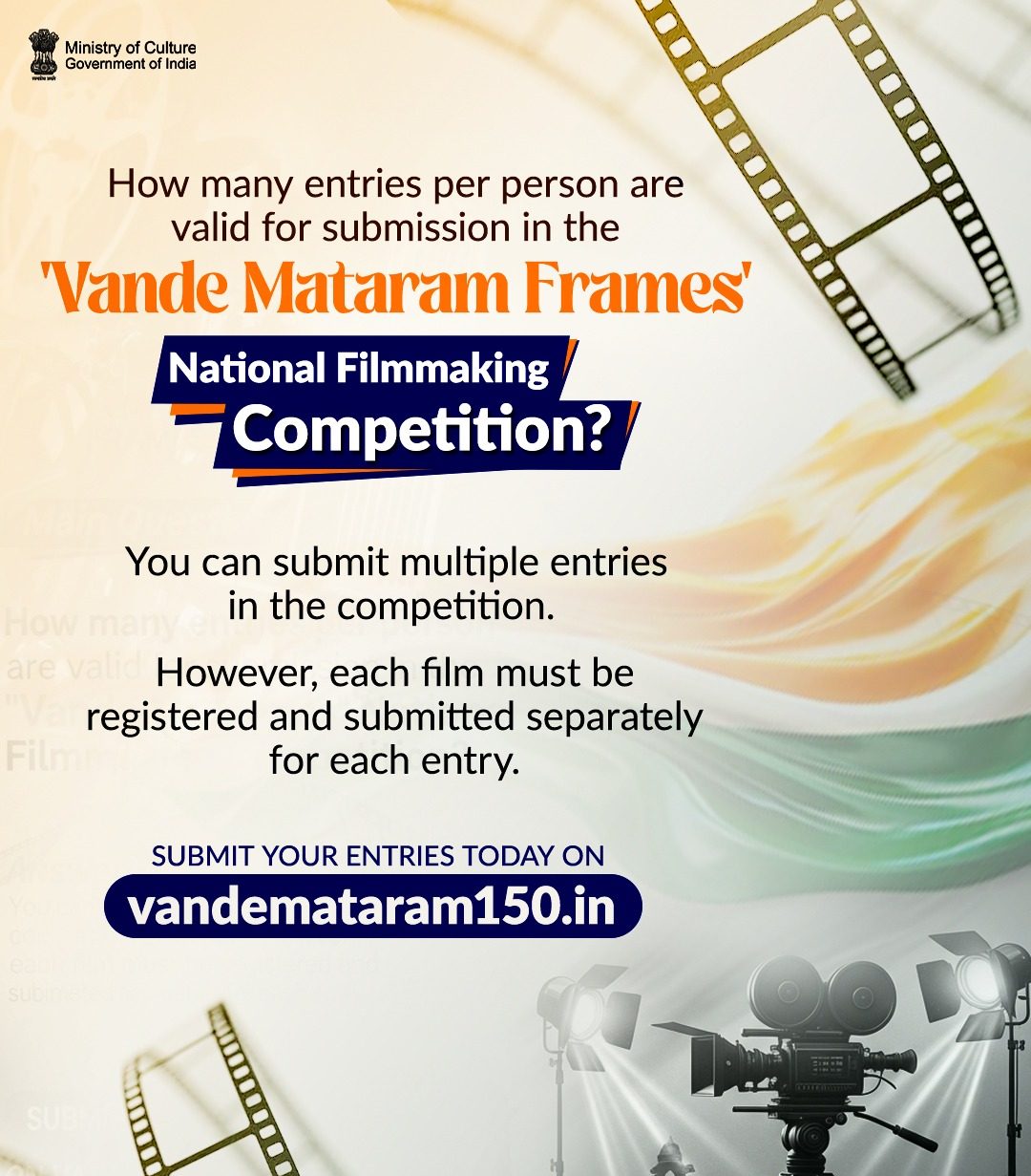 Ministry of Culture invites filmmakers & creative enthusiasts for Vande Mataram Frames National Filmmaking Contest