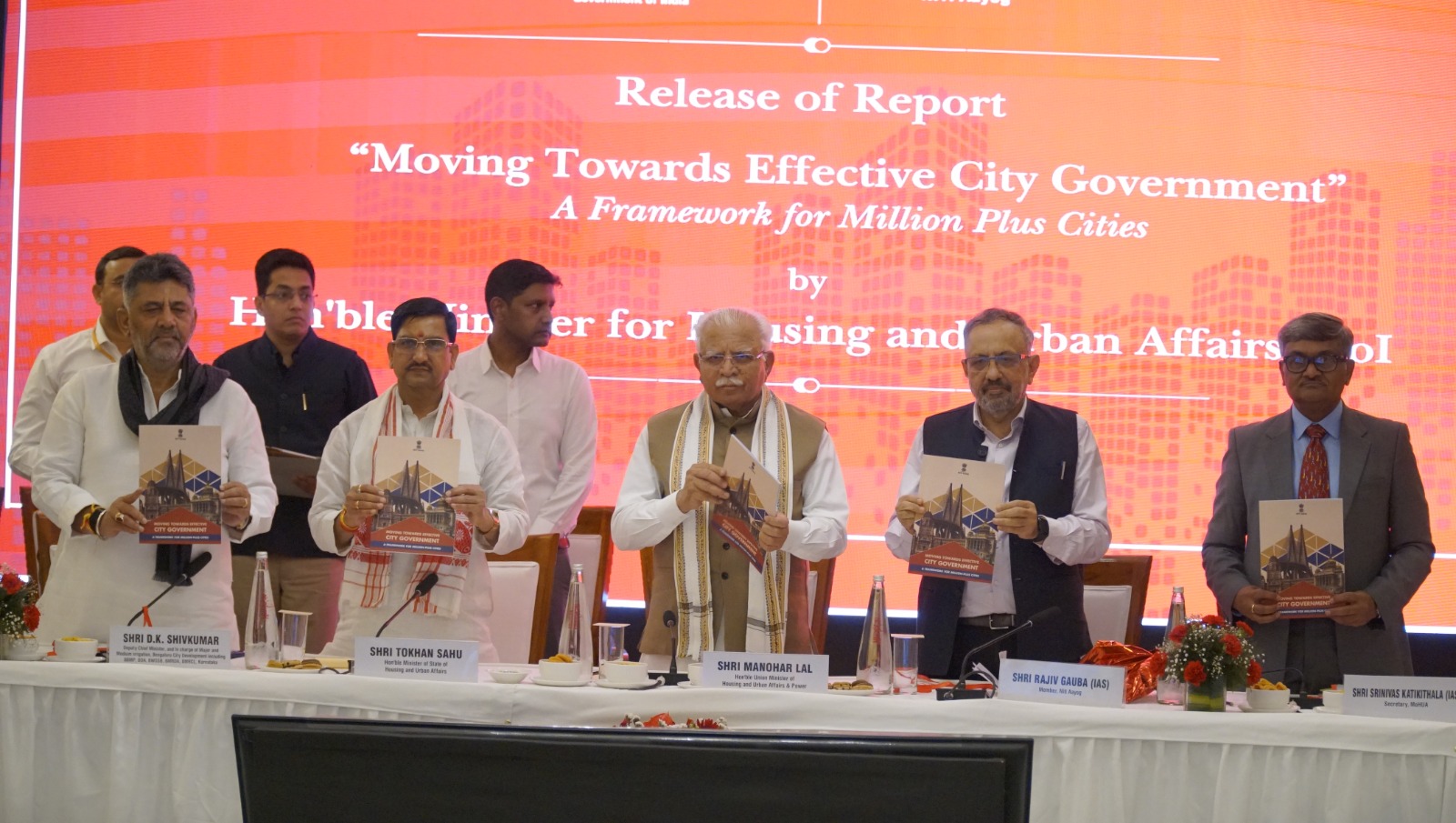 Union Minister Manohar Lal Khattar releases Niti Aayog report titled Moving Towards Effective City Government Framework