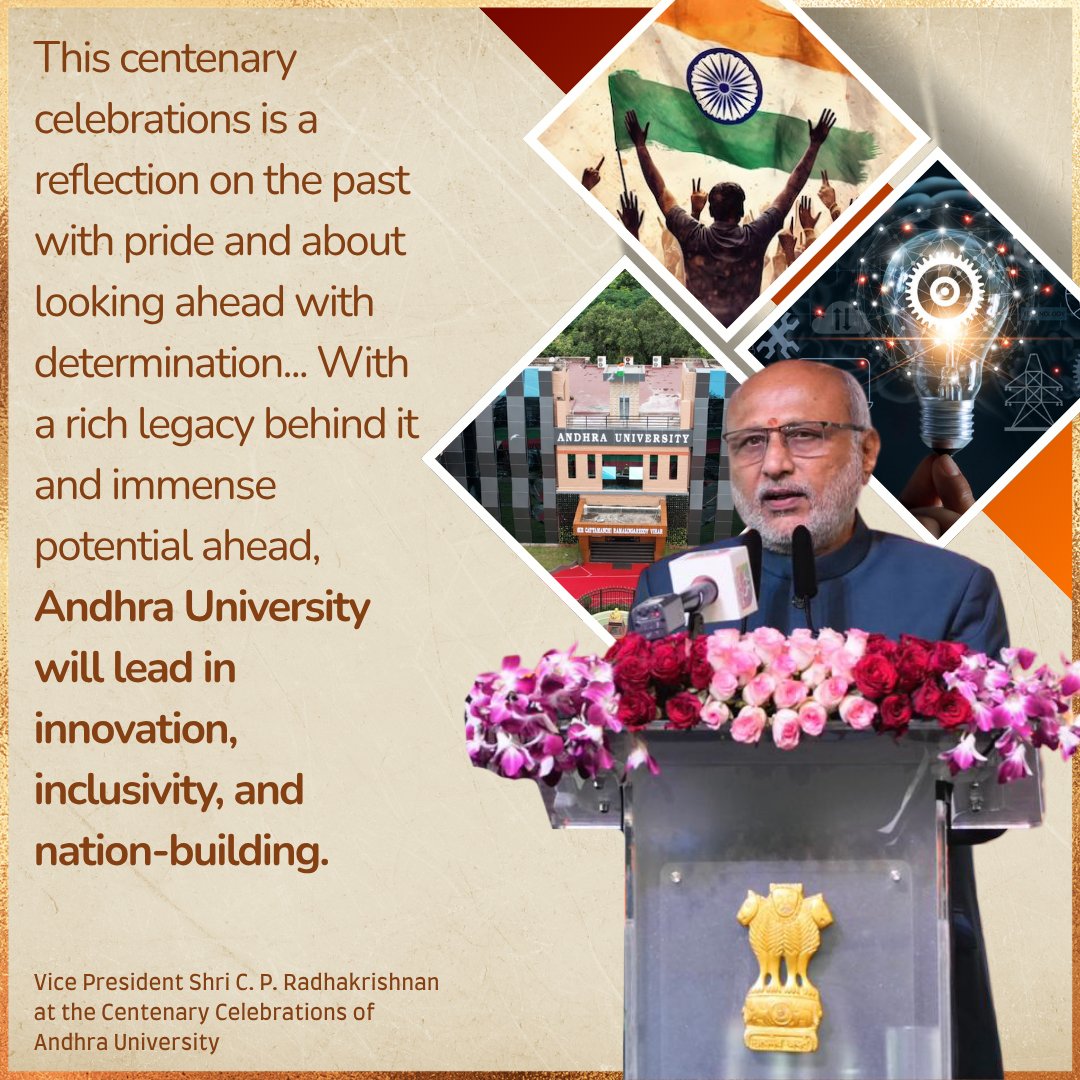 VP Radhakrishnan praises Andhra University for its century-long contribution to higher education, leadership and nation-building