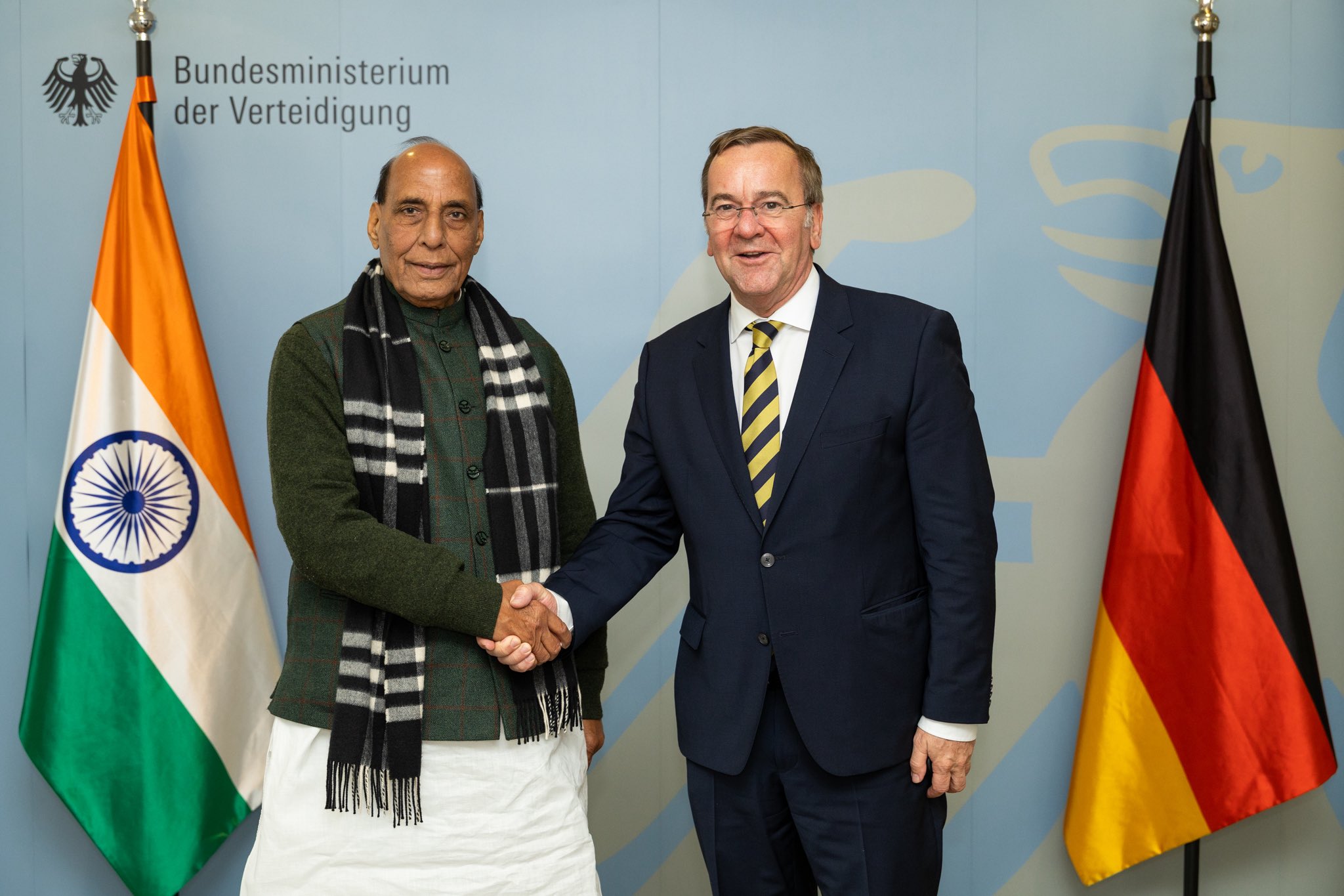 Defence Minister Rajnath Singh holds talks with German counterpart Boris Pistorius in Berlin