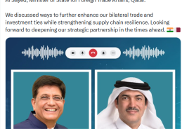 Union Minister Piyush Goyal virtually interacts with Qatari MoS for Foreign Trade Affairs, Dr Ahmed bin Mohammed Al Sayed