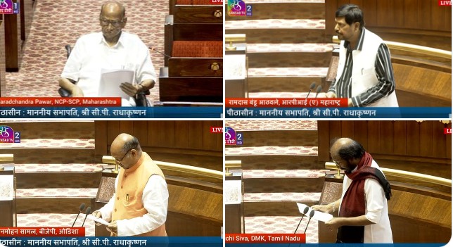 राज्यसभा के सभापति सी पी राधाकृष्णन ने संसद के उच्च सदन के 19 नवनिर्वाचित सदस्यों को शपथ दिलाई