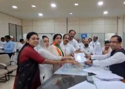 Maharashtra’s Deputy CM & NCP leader Sunetra Ajit Pawar, files her nomination papers for Baramati assembly bypoll