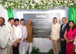 CM Chandrababu Naidu lays foundation stone for ReNew Energy Global’s solar manufacturing plant at Rambilli 