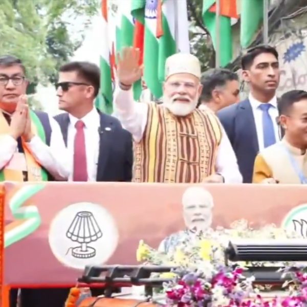 PM Modi greets people with folded hands in roadshow at Gangtok