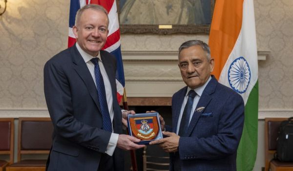 CDS General Anil Chauhan interacts with UK counterpart Air Chief Marshal Richard Knighton