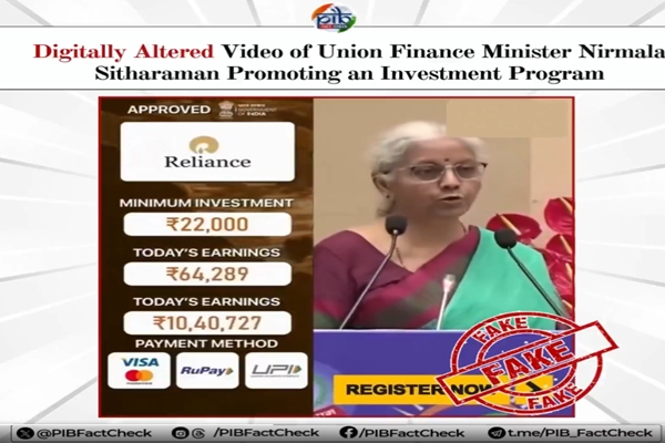 Govt Flags debunks fake AI Video claiming FM Sitharaman endorsed financial Scheme