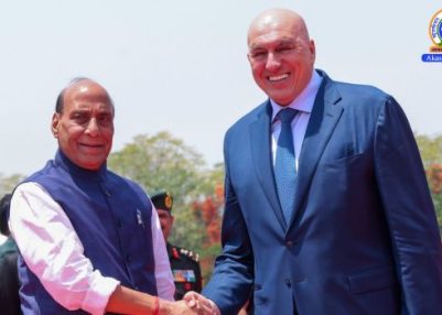 Defence Minister Rajnath Singh meets Italian Defence Minister Guido Crosetto in New Delhi