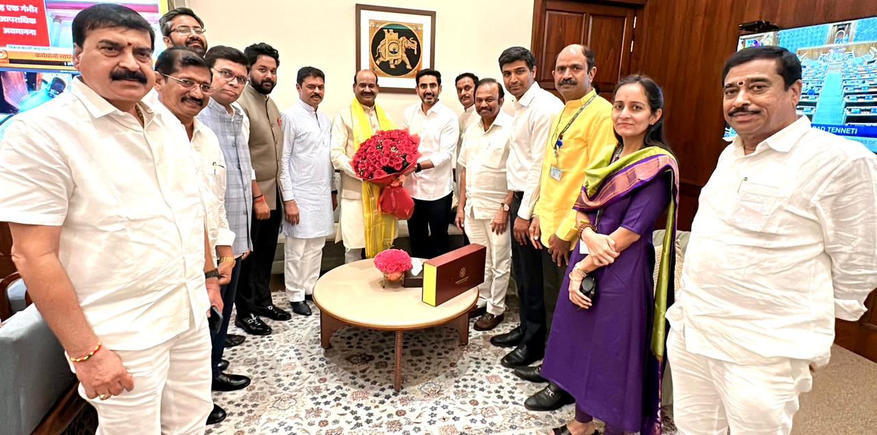 Lok Sabha Speaker Om Birla meets Andhra Pradesh Minister & TDP General Secretary Nara Lokesh