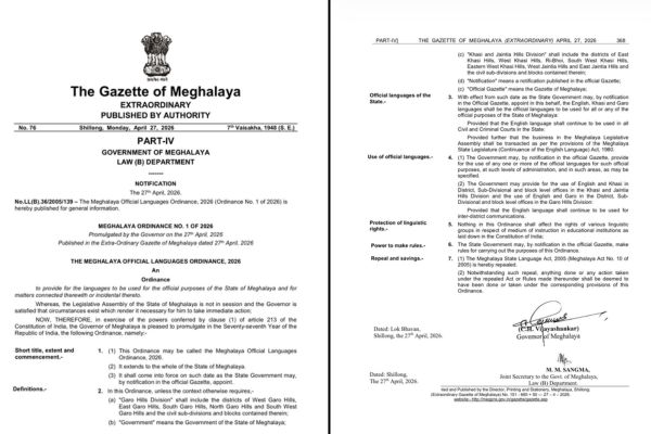 Meghalaya declares Khasi and Garo as official languages alongside English
