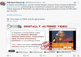 PIB Fact Check Debunks Fake AI-Generated Video Claiming Endorsement by FM Nirmala Sitharaman