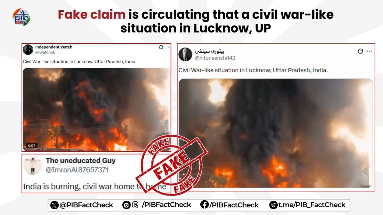 Government refutes viral video claiming civil war-like situation in India; PIB calls it fake
