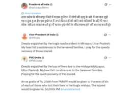 President Murmu, VP Radhakrishnan, PM Modi express grief over Mirzapur road accident in UP