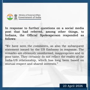 New Delhi calls remarks on Indians ‘uninformed’ and ‘inappropriate’