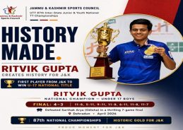 J&K’s Ritvik Gupta Wins Under-17 Boys National Table Tennis Title