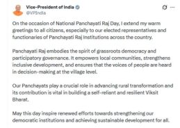 Vice President C P Radhakrishnan extends greetings on National Panchayati Raj Day