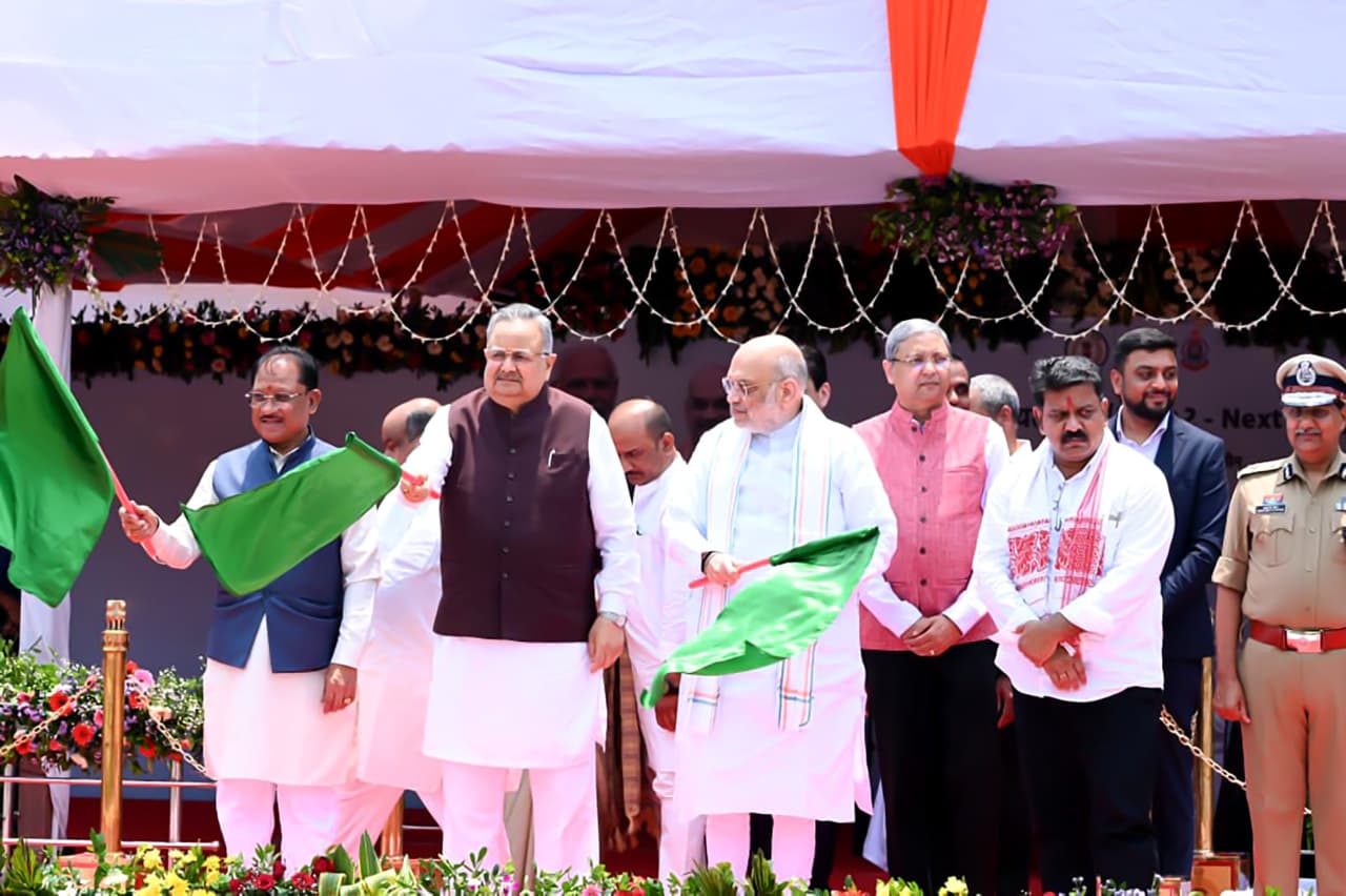 Union Home Minister Amit Shah arrives in Raipur on 2-day visit to Chhattisgarh