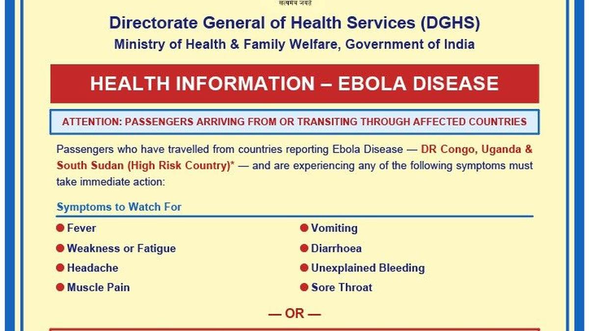 Centre issues health advisory for passengers arriving from or transiting through Ebola affected countries