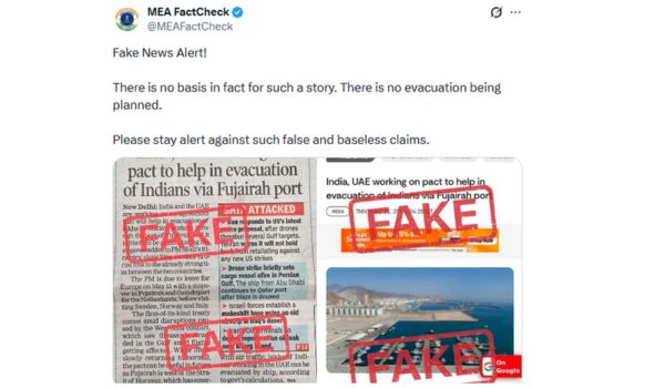 MEA Fact Check Unit debunks claim on India-UAE evacuation pact