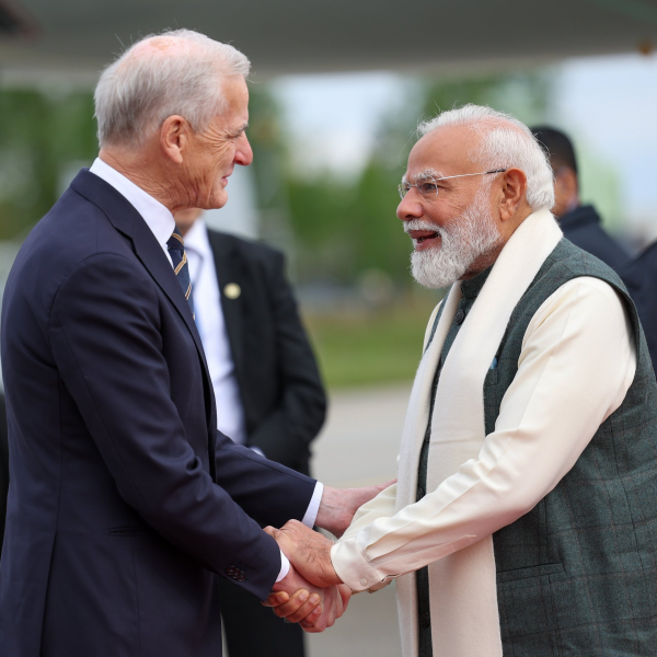 Prime Minister Narendra Modi arrives in Oslo, Norway
