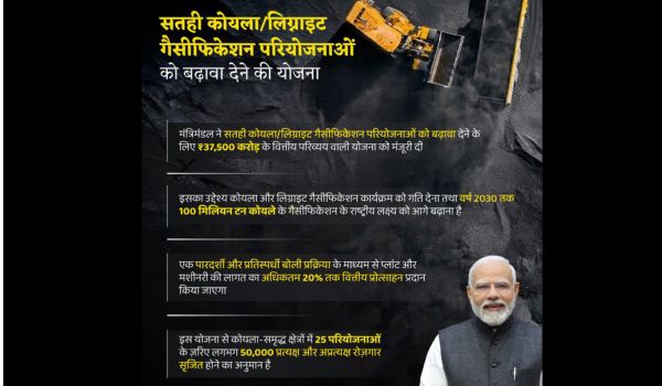 कैबिनेट ने कोयला और लिग्नाइट गैसीकरण परियोजनाओं के लिए संवर्द्धन योजना को मंजूरी दी 