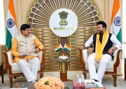 Civil Aviation Minister Ram Mohan Naidu meets Madhya Pradesh CM Dr Mohan Yadav in New Delhi