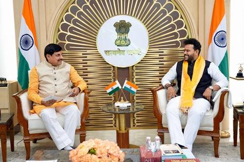 Civil Aviation Minister Ram Mohan Naidu meets Madhya Pradesh CM Dr Mohan Yadav in New Delhi