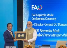 Defence Minister Rajnath Singh congratulates PM Modi on being conferred with Food and Agriculture Organisation’s Agricola Medal