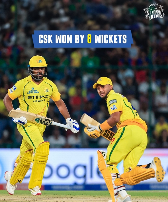 IPL 2026: Chennai Super Kings beat Delhi Capitals by 8 wickets