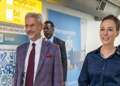 EAM Jaishankar reaches Kingston; warmly welcomed by Jamaican counterpart Kamina J Smith