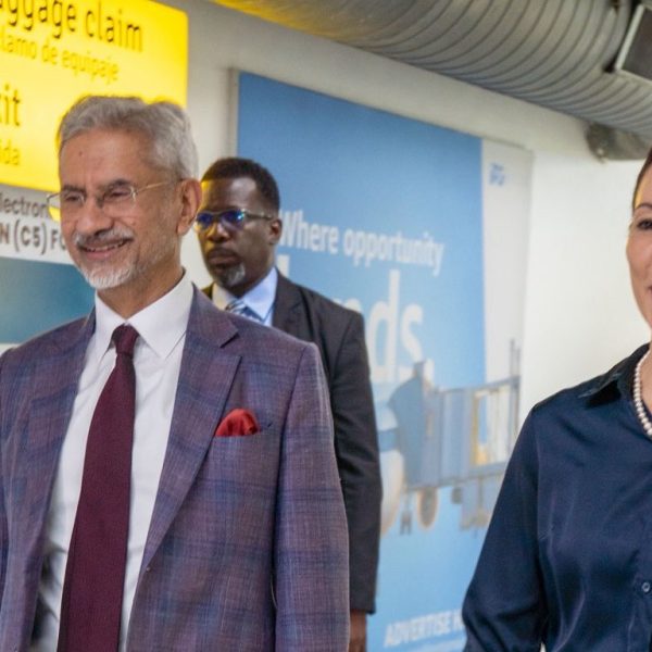 EAM Jaishankar reaches Kingston; warmly welcomed by Jamaican counterpart Kamina J Smith